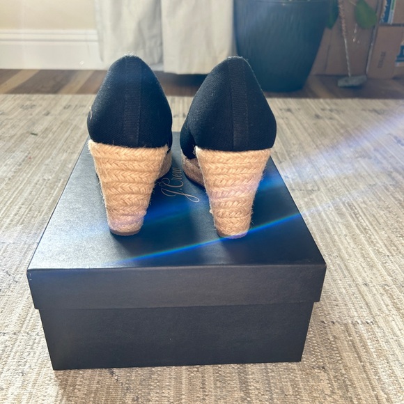 NIB!! J. Crew Black and Tan Espadrille Wedges 6 - Picture 4 of 8